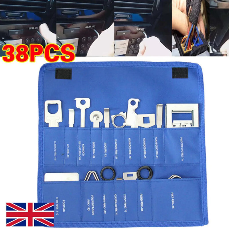 38Pcs Car Radio Stereo Audio Head Unit Key Removal Tool Set Release Keys Kit
