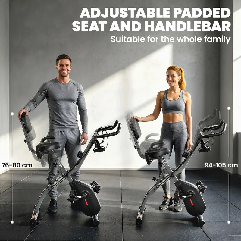 SPORTNOW 4-In-1 Folding Exercise Bike with Resistance Bands, Bluetooth App, 8-Level Magnetic Resistance, LCD Display, Black