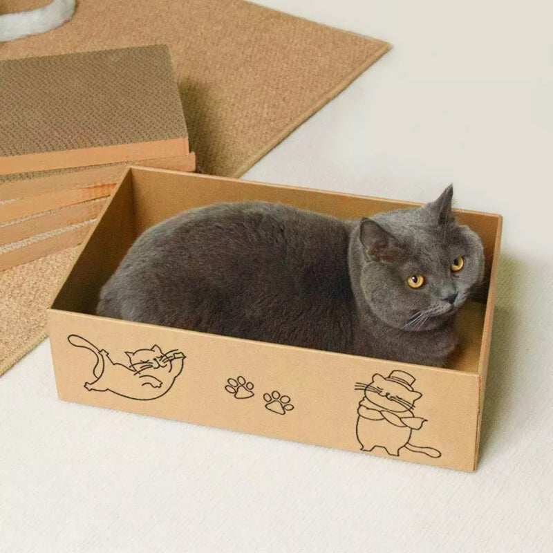 5X Cat Box Scratcher Scratching Board Heavy Duty Corrugated Cardboard Kitten UK