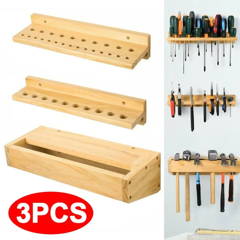 3x Wall Mounted Screwdriver Holder Storage Rack Wrench Workshop Tool Organizer