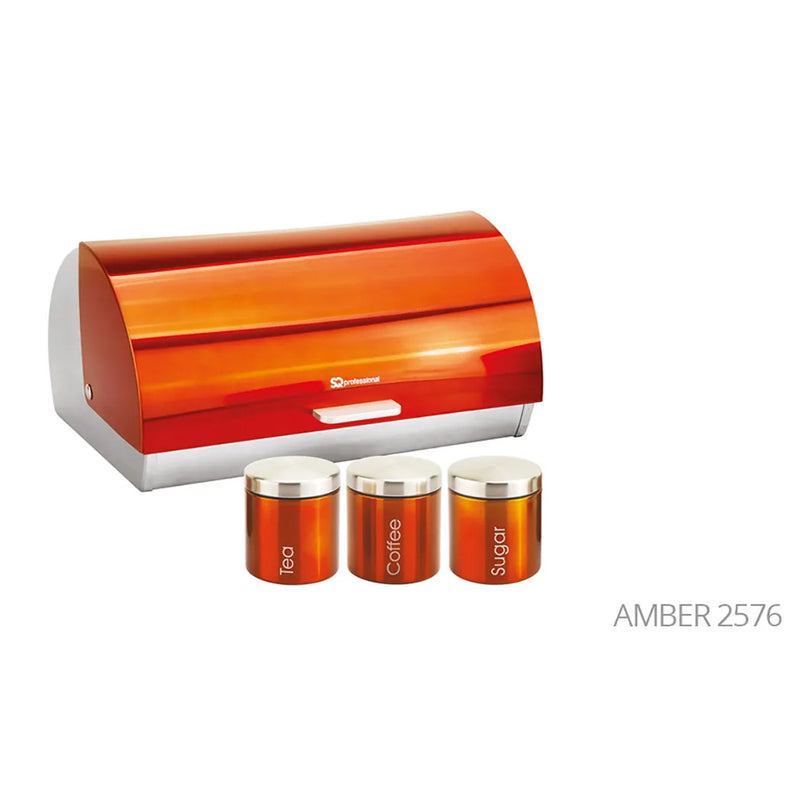 Sq Professional Gems Metal Bread Bin With 3 Canisters Assorted Colours