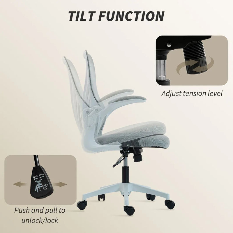 HOMCOM Mesh Office Chair with Foldable Backrest - Light Grey