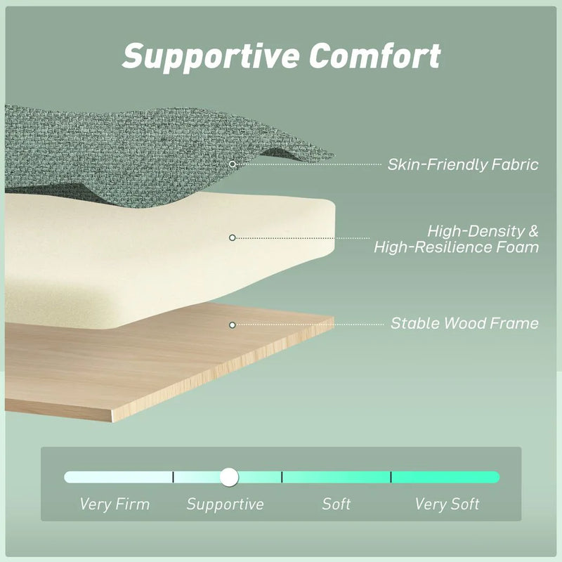 HOMCOM Three-Way 2 Seater Sofa Bed with Three-position back and Two Soft Pillows - Green