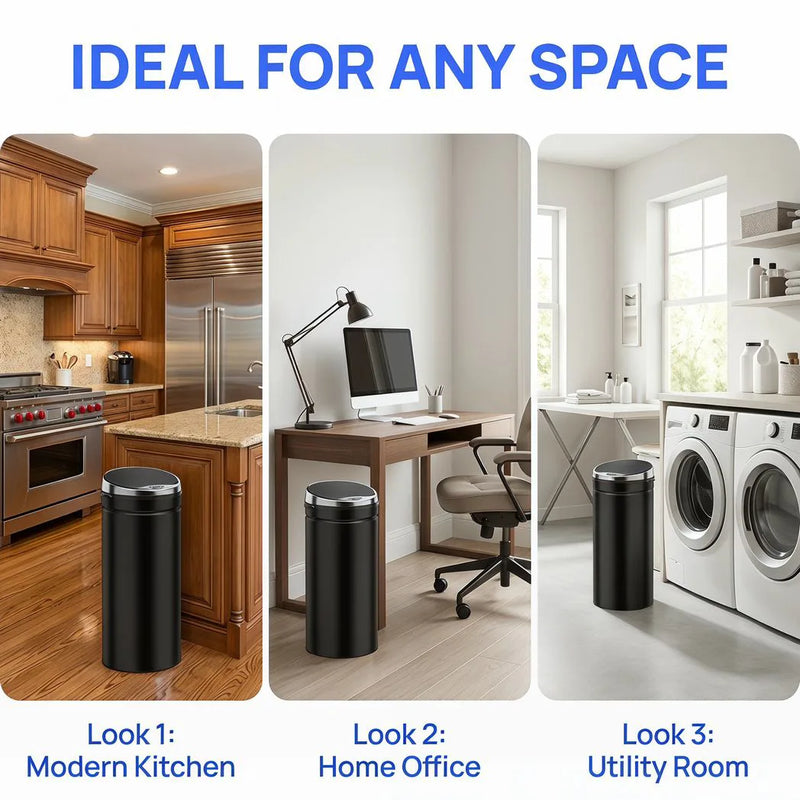 HOMCOM 50L Automatic Motion Sensor Rubbish Bin with Fingerprint Resistant, Stainless Steel, Black