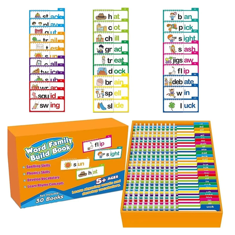 NEW 30 Read and Rhyme Flip Books,Word Families Flash Cards, Sight Word Flash Cards UK