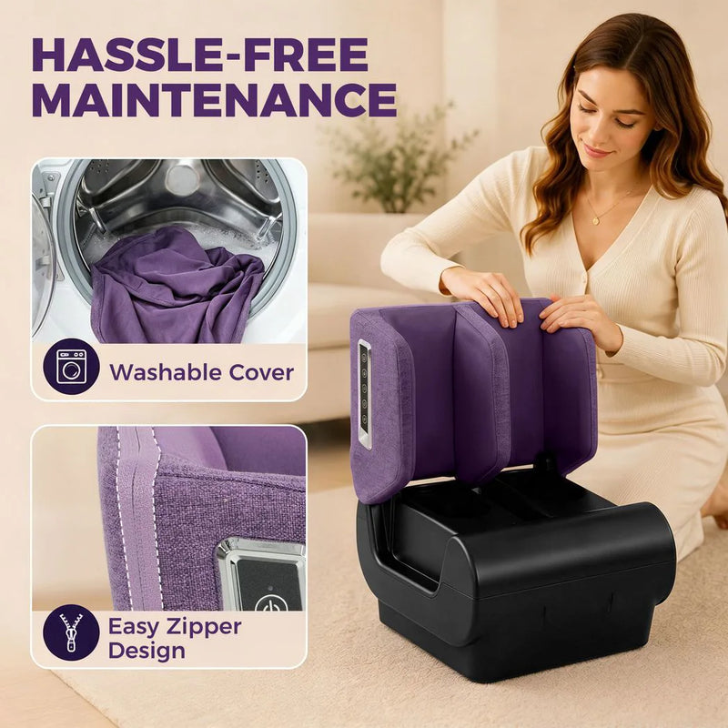 HOMCOM 2 in 1 Foot and Calf Massager with Heat, Air Compression, Timer, 3 Modes & Intensities, Purple and Black