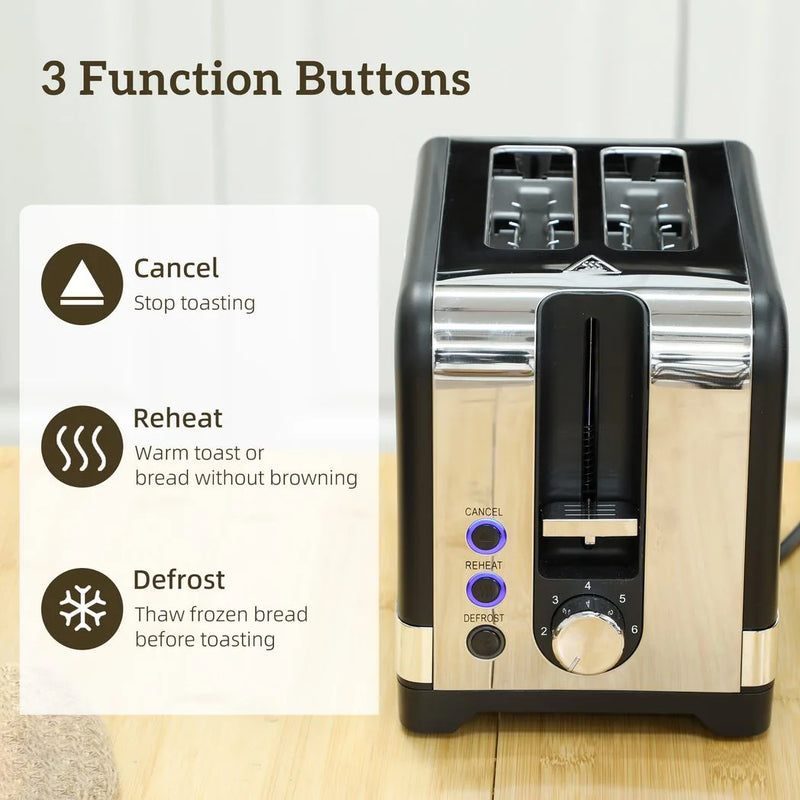 HOMCOM Sleek Textured Kettle and Toaster Set - Black