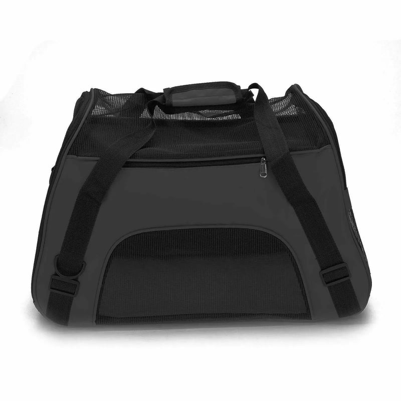 Large Pet Carrier Bag AVC Portable Soft Fabric Fold Dog Cat Puppy Travel Bag-Black