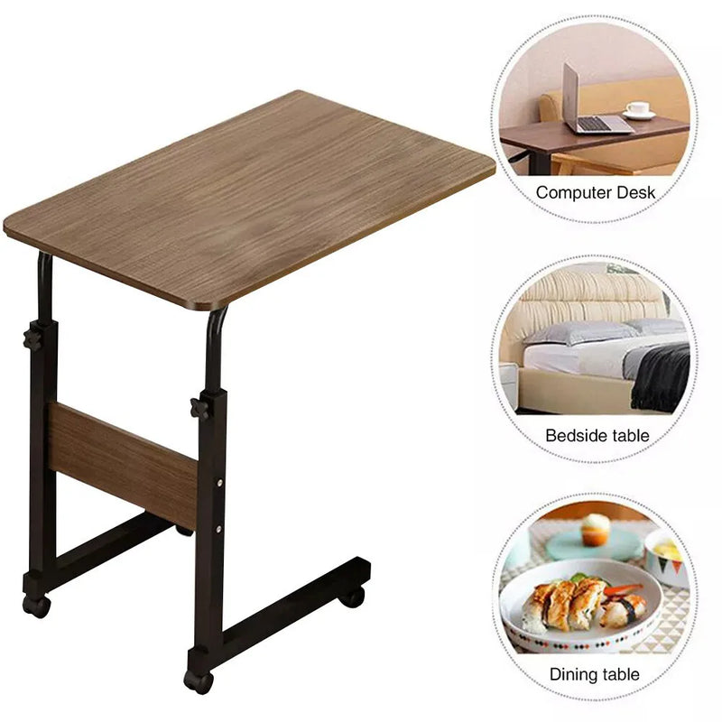Height Adjustable Mobile Over Bed Table Hospital Overbed Aid Desk Laptop Tray