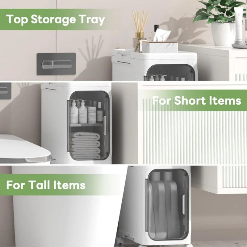 2 Tiers Slim Narrow Storage Cabinet Drawer Bathroom Bedroom Organizer Gap Shelf