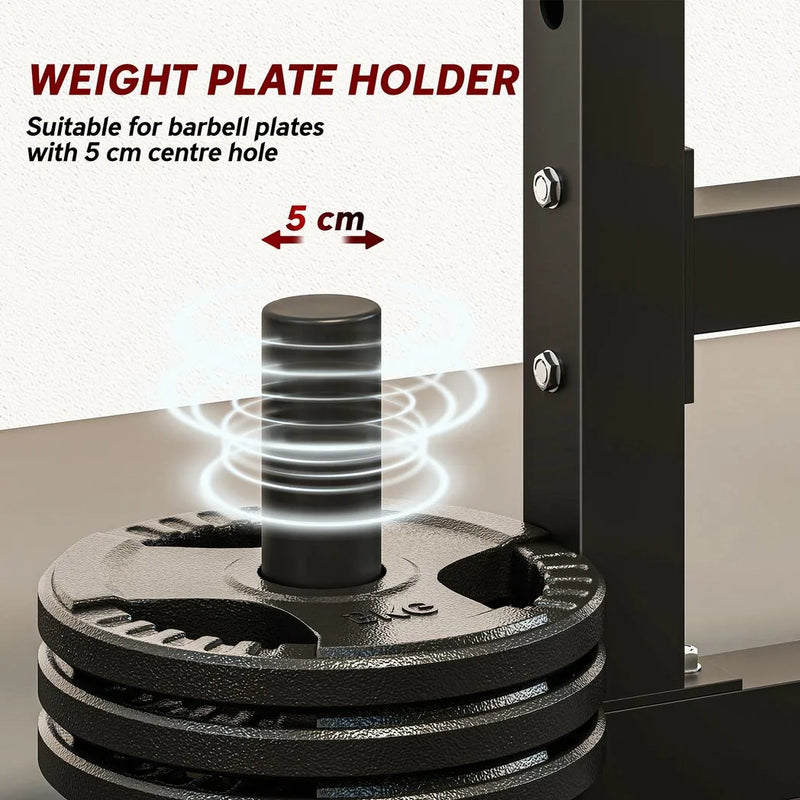 SPORTNOW Adjustable Squat Rack with Plate Holders, 300 kg Load