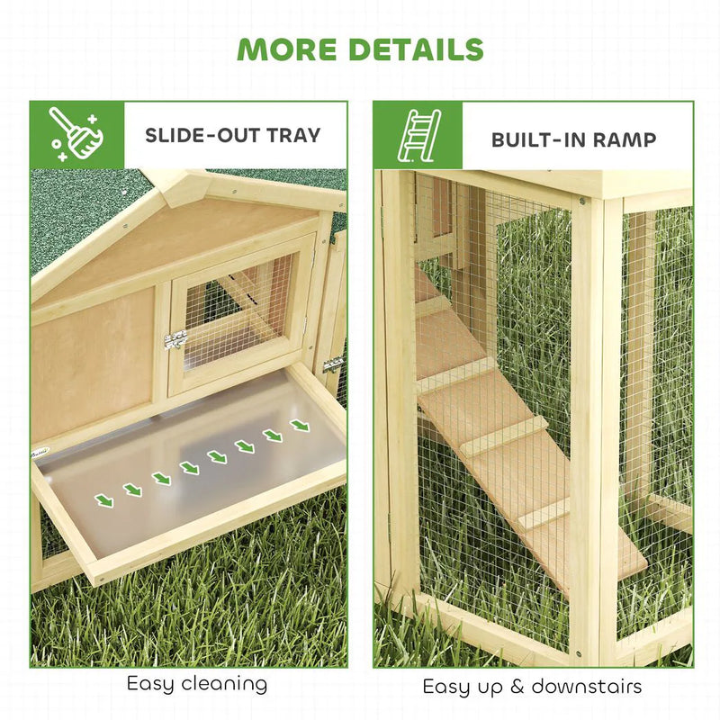 PawHut Large Chicken Coop, Wooden Outdoor Chicken Cage Poultry Hen House with Nesting Box