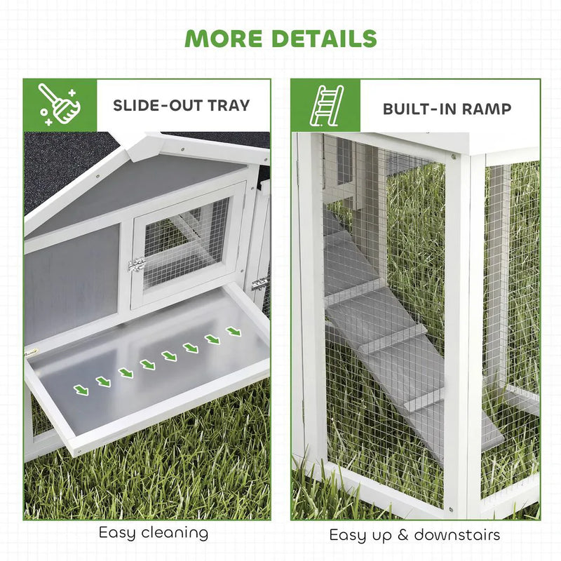 PawHut Large Chicken Coop, Wooden Outdoor Chicken Cage Poultry Hen House with Nesting Box