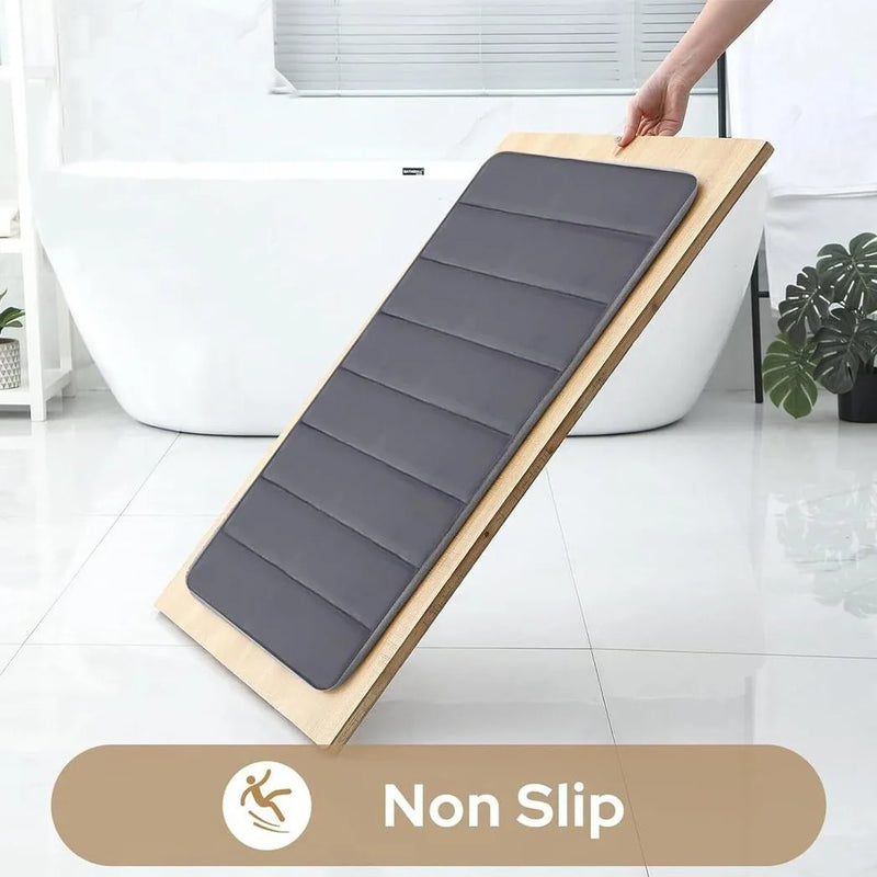 MEMORY FOAM BATH MAT PEDESTAL SET NON SLIP TOILET BATHROOM CONTOUR RUGS 3 PIECE-Black