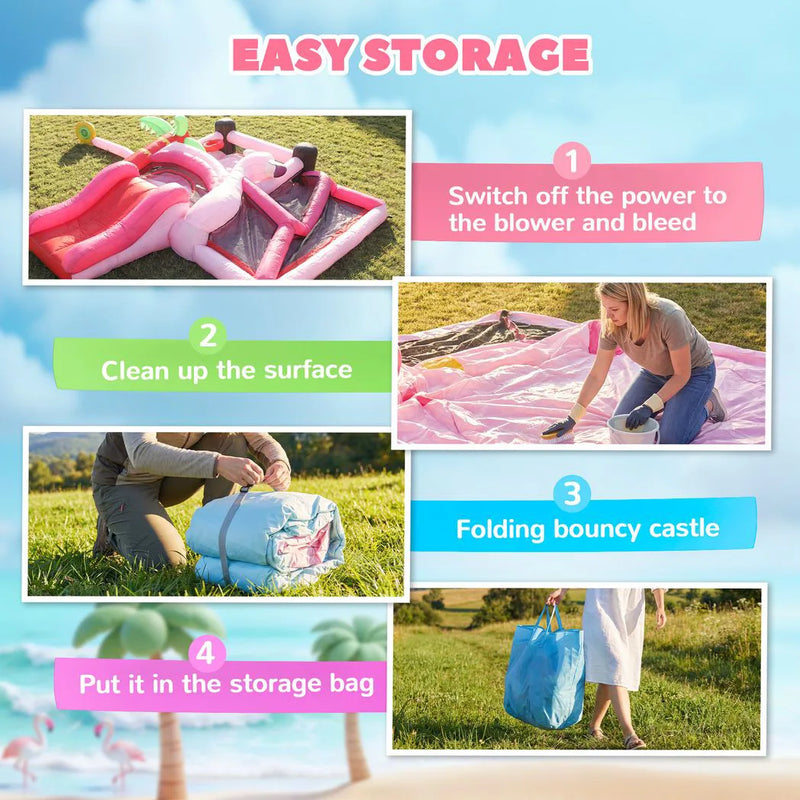 AIYAPLAY Inflatable Bounce House for Kids with Slide, Ball Pit, Basketball Hoop and Blower for Indoor Outdoor Garden, Pink