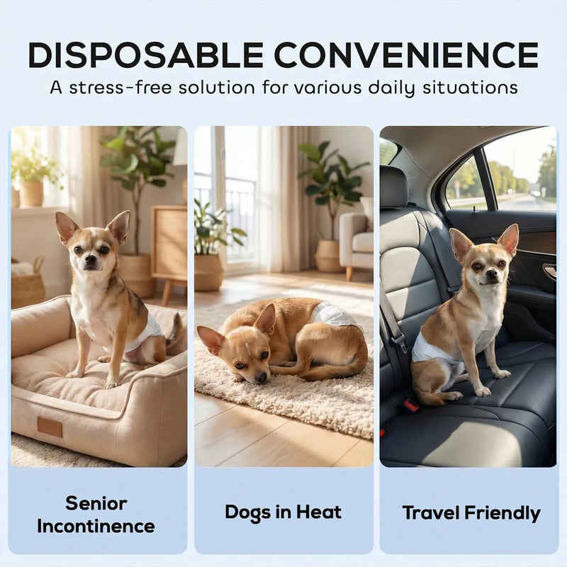 PawHut Dog Diapers Super Absorbent Leak-Proof Dog Nappies for Male Dogs Size XS 20-28 cm Waist
