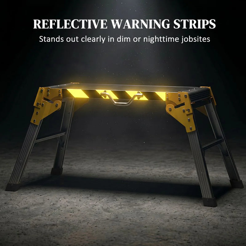 HOMCOM Work Bench, Foldable Aluminium Alloy Tool Stand with Handle, Non Slip, 150 kg, 110 x 32 x 50 cm