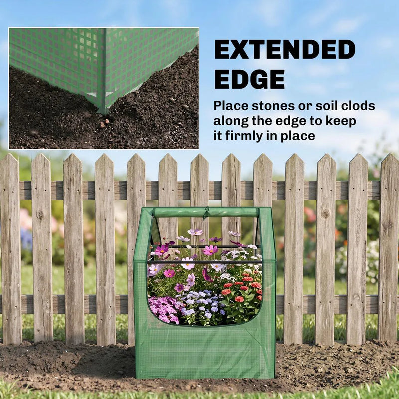 Outsunny 61 x 61cm Garden Planter Bed, with Cover - Green and Silver