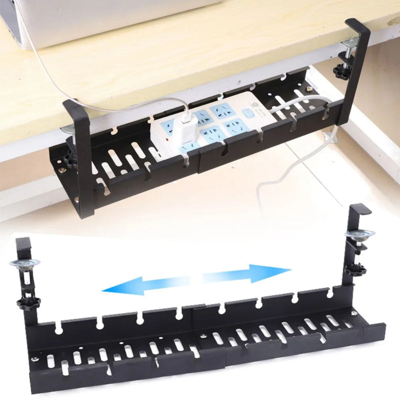 No Drill Cable Tray with Clamp Under Desk Cable Management Tray Wire Management