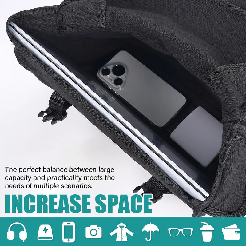 26L Motorcycle Saddle Bag Waterproof Side Canvas Travel Storage Bike Panniers UK