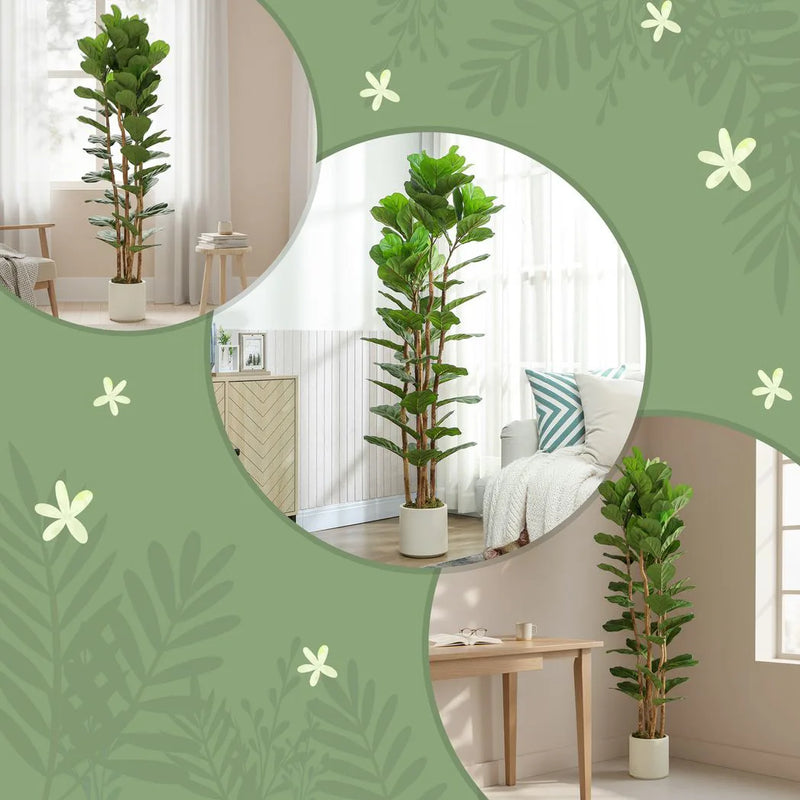 HOMCOM 180cm Artificial Fiddle Leaf Fig Tree - Green