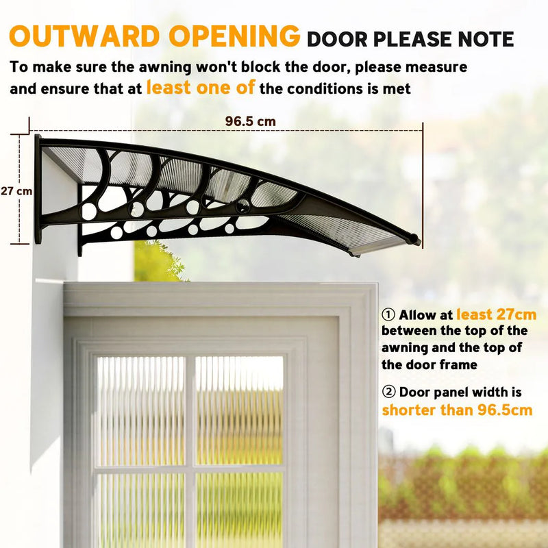 Outsunny Front Door Canopy, Outdoor Awning, Rain Shelter for Window, Porch and Front/Back Door, 103 x 96.5 cm, Clear