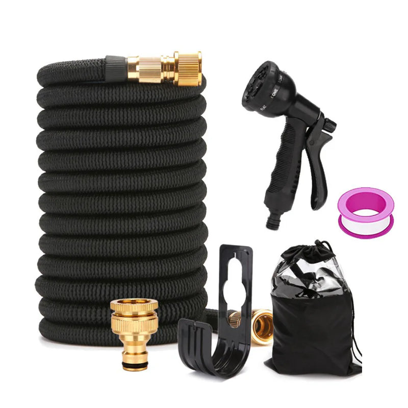 Heavy Duty Expandable Garden Hose Pipe Spray Gun Flexible Expanding Stretch Pipe-100ft with Spray Gun & Kit