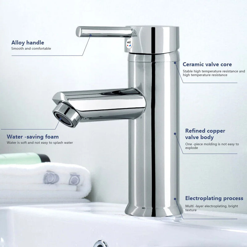 Cisivis Cloakroom Modern Bathroom Basin Sink Mono Chrome Mixer Tap Waste New
