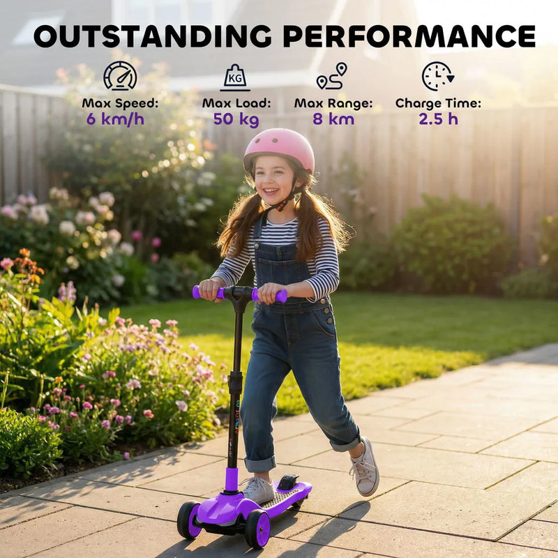 AIYAPLAY Three-Wheel Foldable Electric Scooter for Kids Aged 6-10 Years, Purple