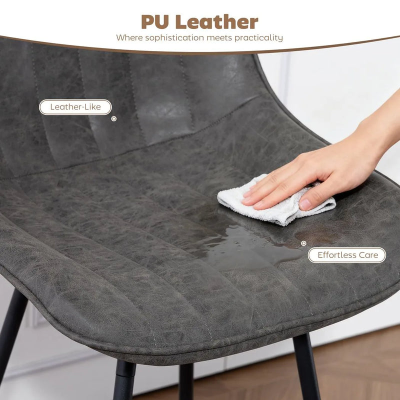 HOMCOM Set of 2 PU Leather Swivel Bar Stools - Grey
