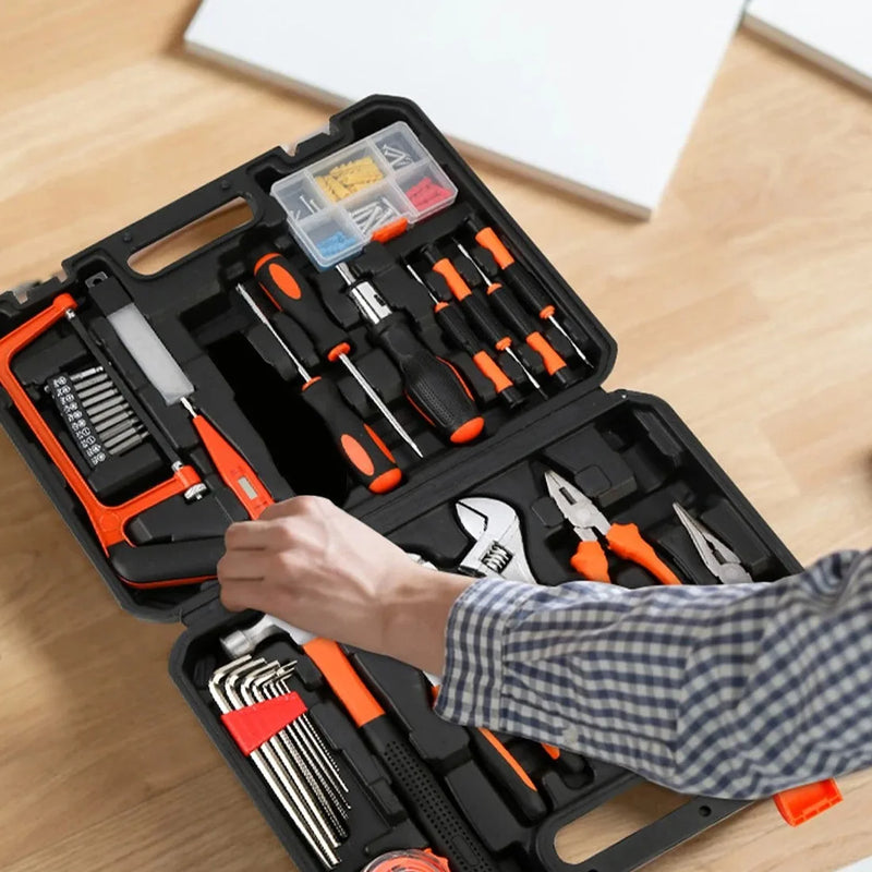100Pcs General Household Hand Tool Kit with Toolbox Storage Case for Home Repair