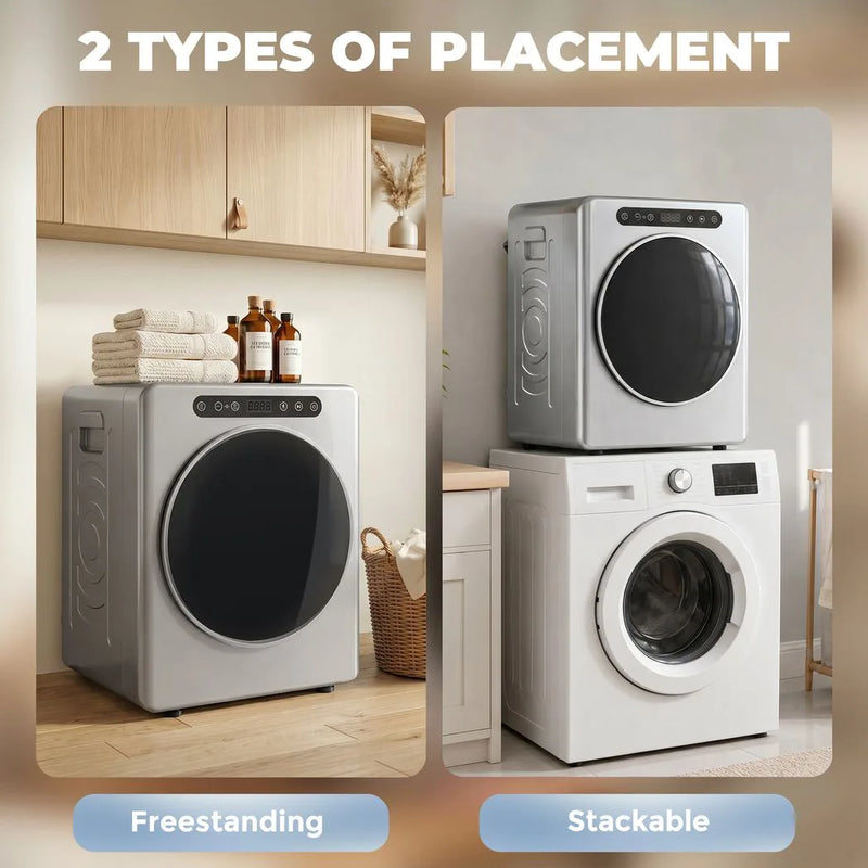 HOMCOM 5 kg Compact 40-60°C  Tumble Dryer - Silver Tone
