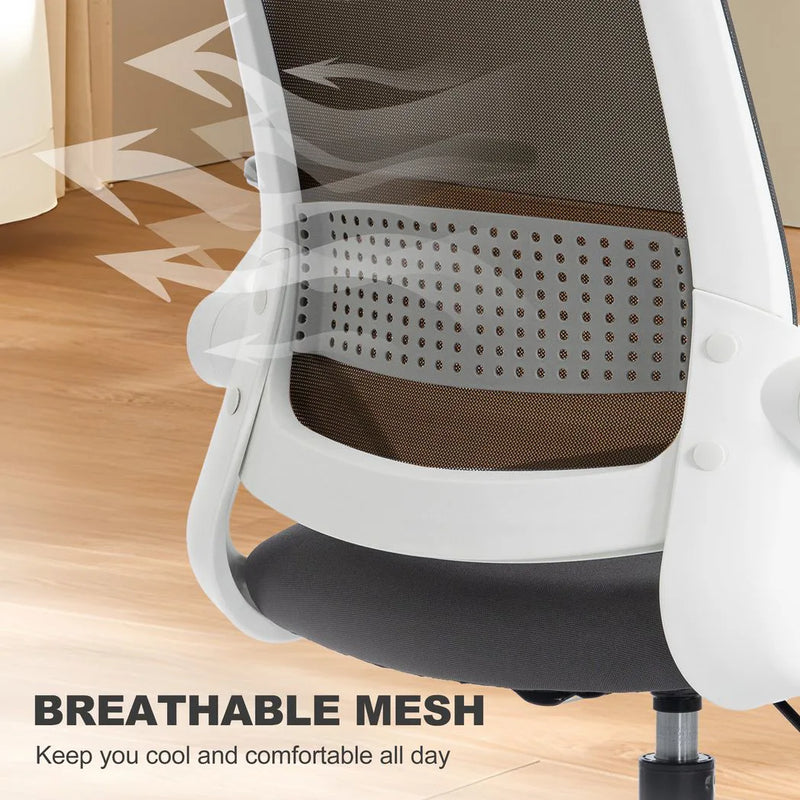 HOMCOM Painting Chair, Mesh Computer Desk Chair with Flip-up Armrests, Grey