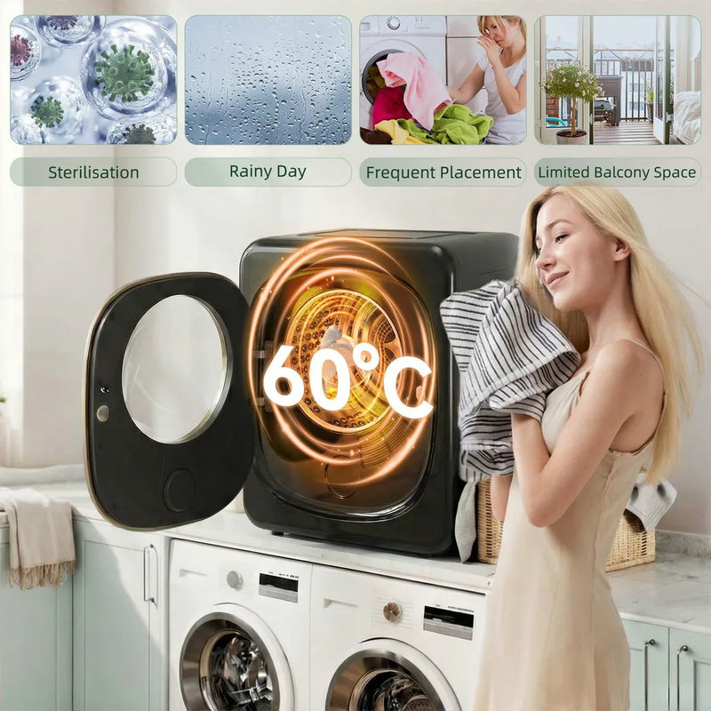 HOMCOM 4kg Vented Tumble Dryer with 5 Drying Mode, 800W Compact Freestanding Front Tumble Dryer, Black
