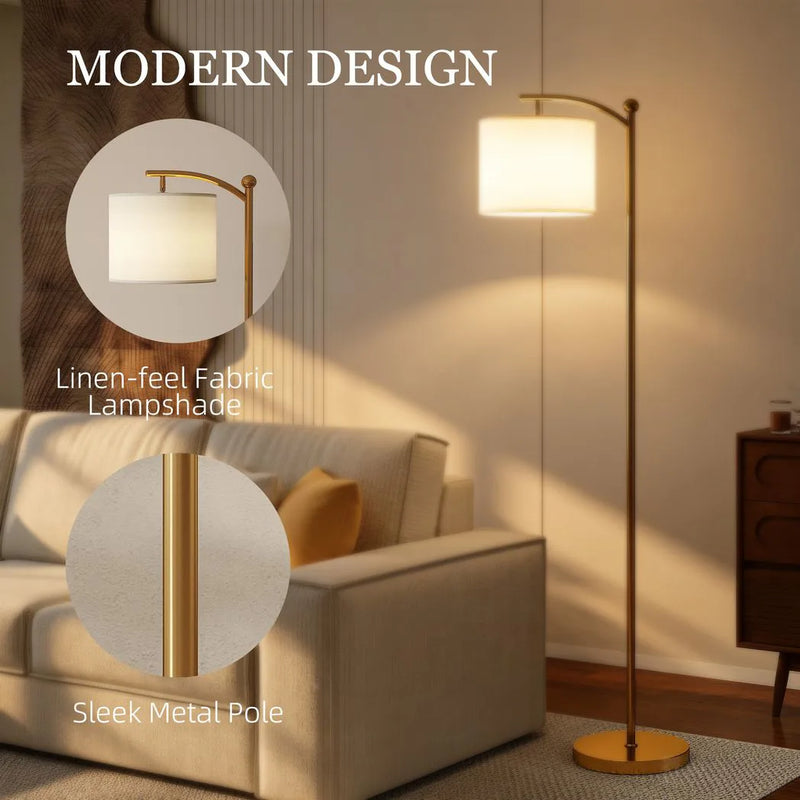 HOMCOM LED Floor Lamp with Remote Control - Gold Tone