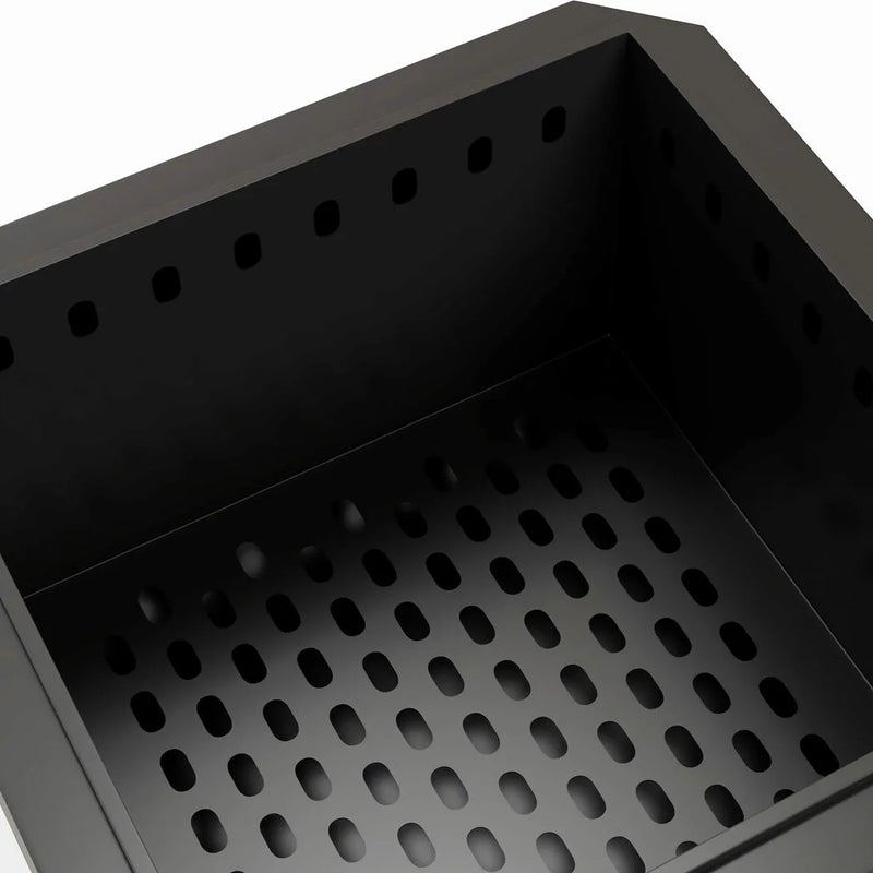 Outsunny Smokeless Fire Pit, 48 cm Portable Wood Burning Firepit, Square Metal Bonfire Stove with Poker, Black
