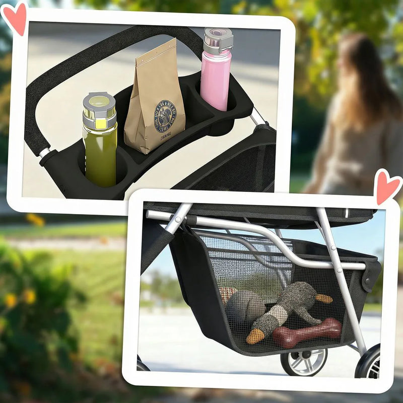 PawHut 3 Wheel Pet Stroller for Small and Miniature Dogs, Black