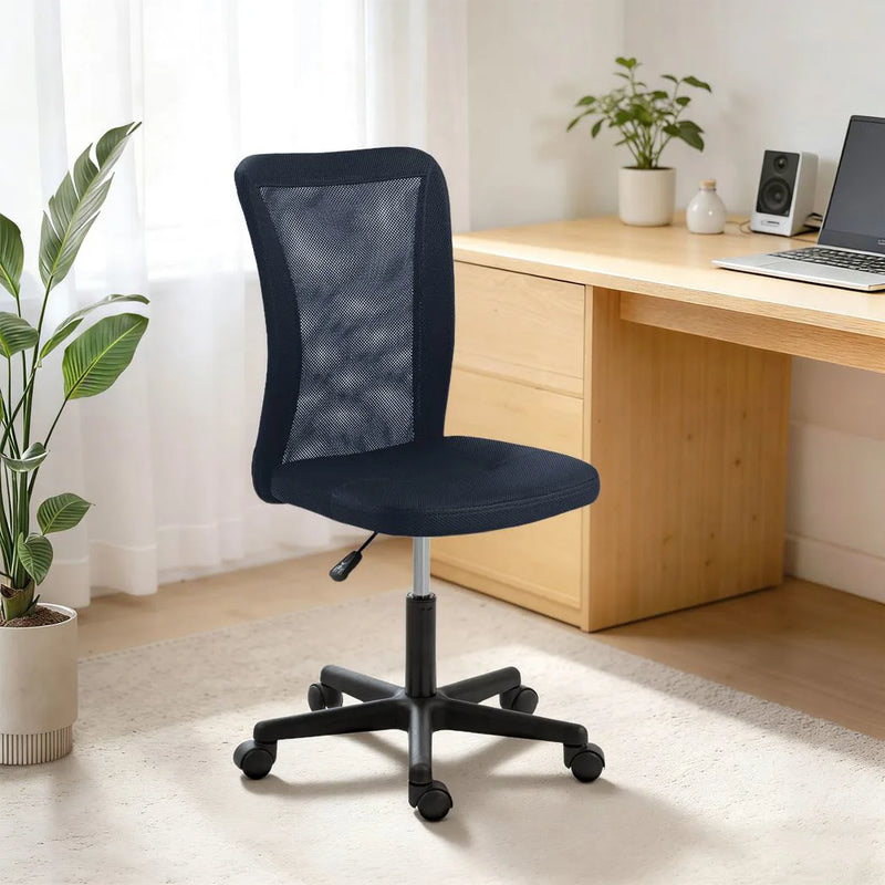 Vinsetto Computer Desk Chair, Mesh Office Chair with Adjustable Height and Swivel Wheels, Armless Study Chair, Dark Grey