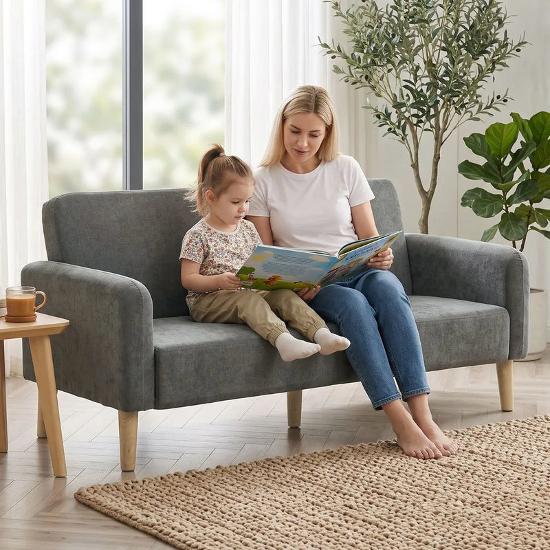 HOMCOM 2 Seater Sofa, Velvet Small Couch with 20cm Thick Padding, Wide and Deep Seat, Grey