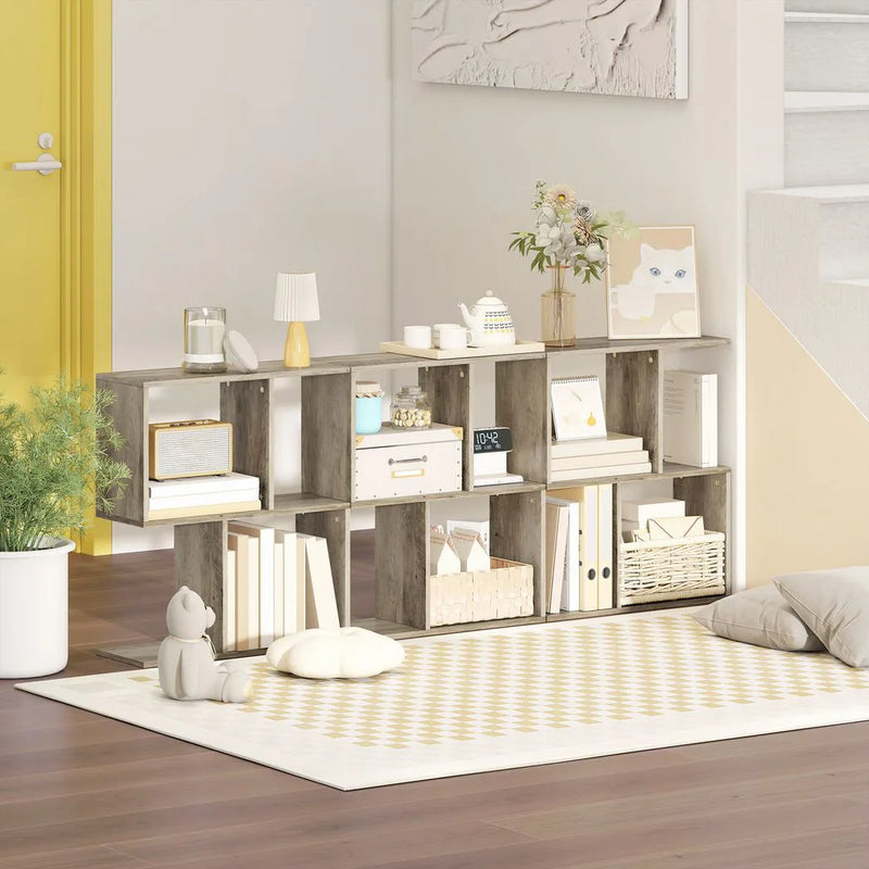 HOMCOM Side Table, Narrow End Table with Storage Shelves, S-Shaped, 3-Tier, 50W x 19.5D x 58H cm, Grey