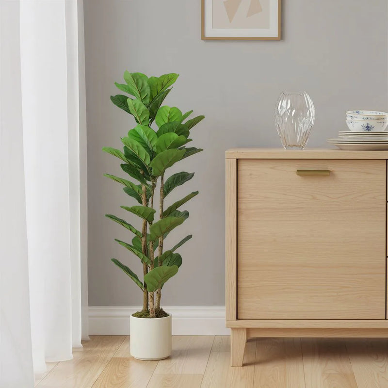HOMCOM 120cm Artificial Fiddle Leaf Fig Tree - Green