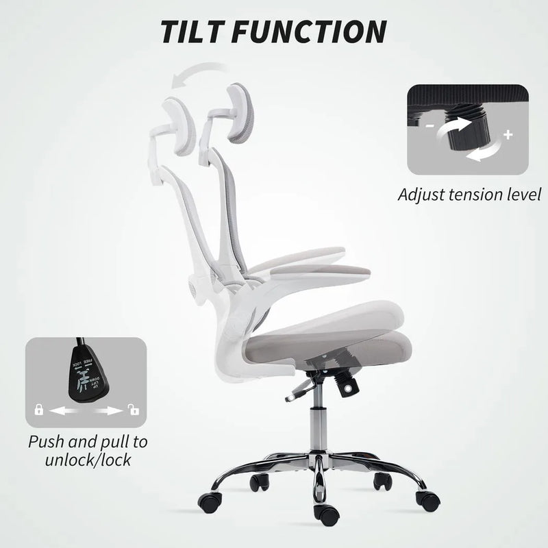 HOMCOM Mesh Back Office Chair, with Lumbar Support - Grey
