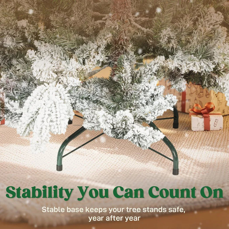 HOMCOM 5ft Super Flocked Christmas Tree - Green/White
