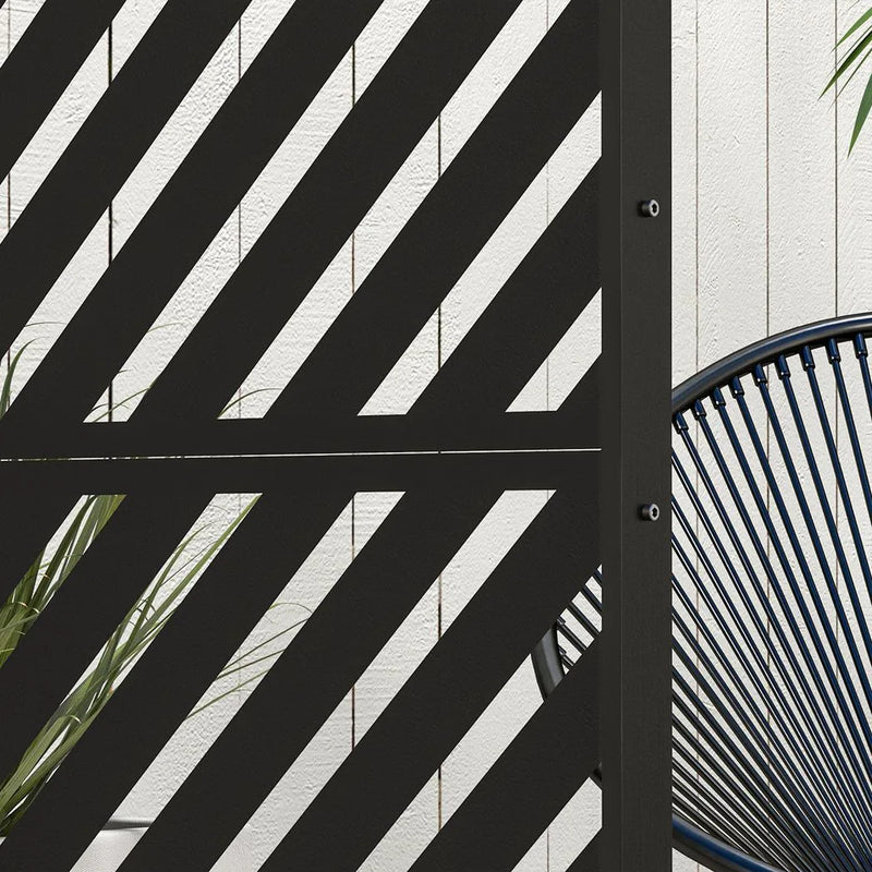 Outsunny 6.5FT Decorative Outdoor Divider, Metal Privacy Screen with Stand, Triangle Style, Black