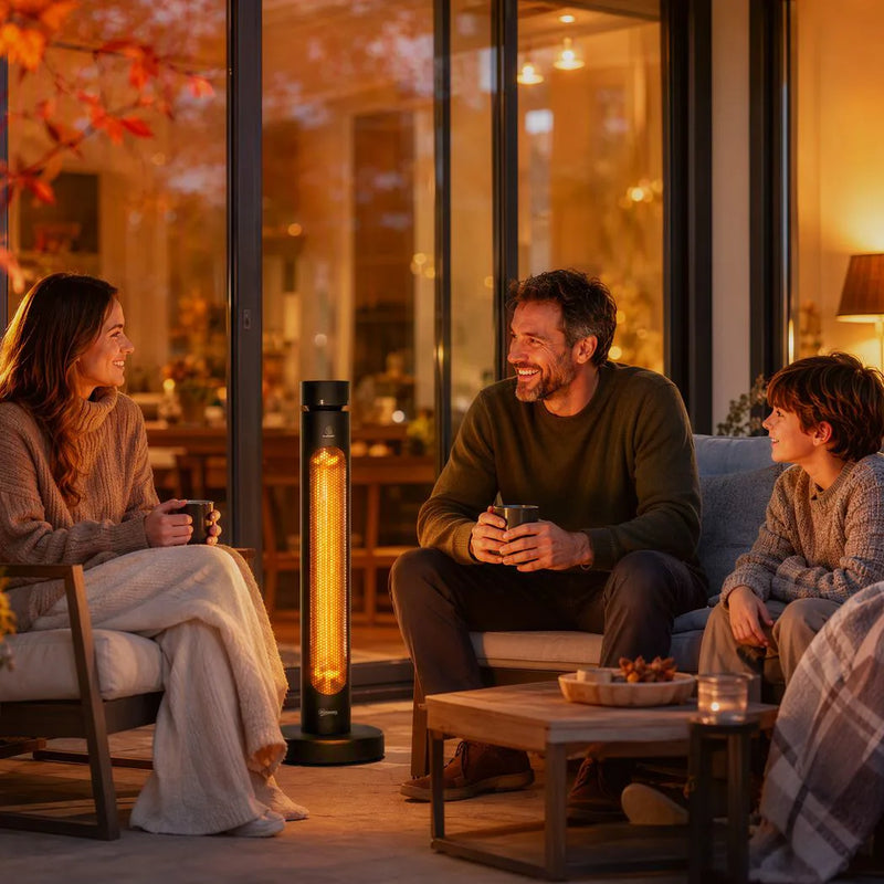 Outsunny 2000 W Electric Infrared Patio Heater, Free Standing Oscillating Outdoor Garden Heater with Knob/Remote Control, Black