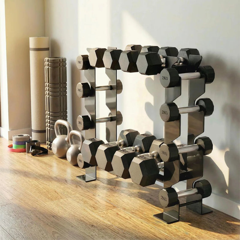 SPORTNOW 4-Tier Dumbbell Rack, Heavy-Duty Weight Rack for Dumbbells, Kettlebells and Multiple Balls, 200 KG Capacity, Black