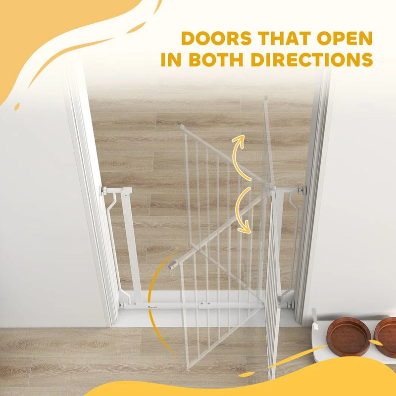 PawHut Extra Wide Dog Gate, with Door Pressure, for Doorways, Hallways, Staircases - White