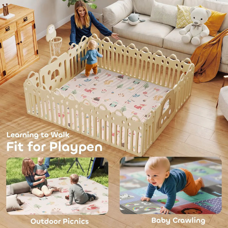 AIYAPLAY Foldable Baby Play Mat Double-Sided, Reversible Foam Soft Crawling Mat for Toddlers, for Bedroom, Nursery and Playroom
