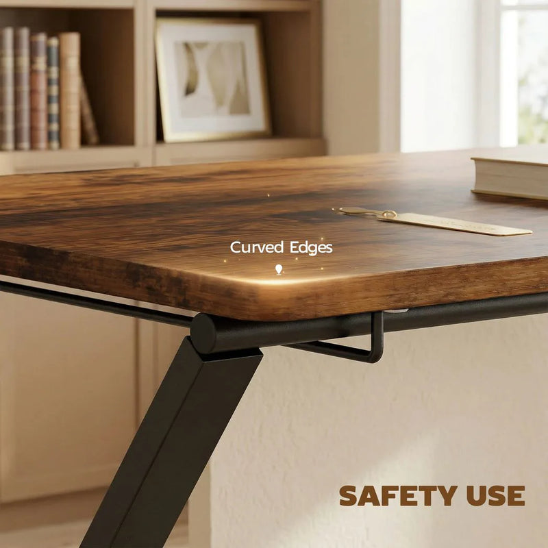 HOMCOM Compact Folding Desk for Small Spaces with Storage Shelf for Home Office, Rustic Brown