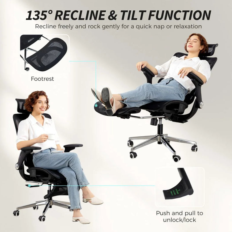 HOMCOM Ergonomic Office Chair, High Back Mesh Desk Chair, Black